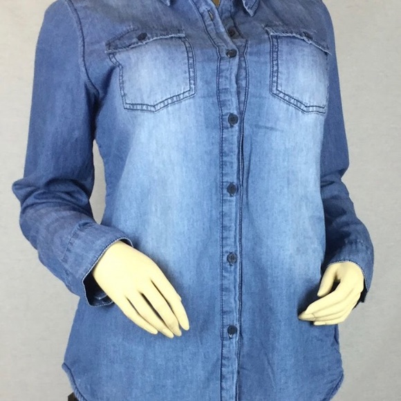 Practical Denim light blue stonewashed warm lining Women’s shirt front opening - Picture 1 of 9